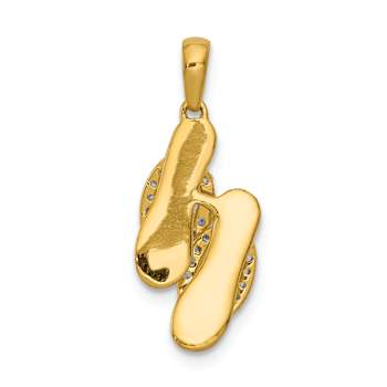 14K Two-tone Gold Diamond Flip-Flops Charm