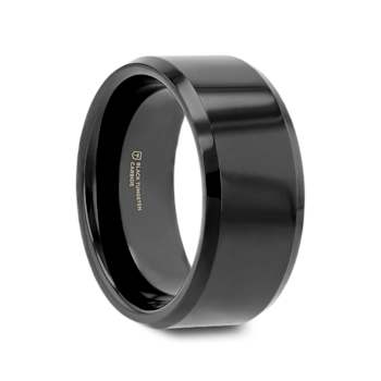 INFINITY Black Tungsten Ring with Beveled Edges 10mm