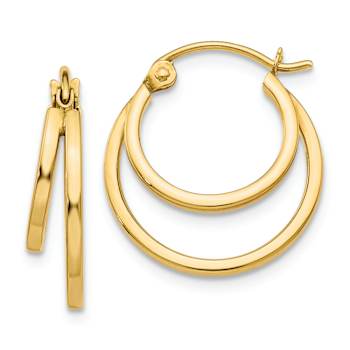 14k Yellow Gold 11/16" Double Hoop Earrings