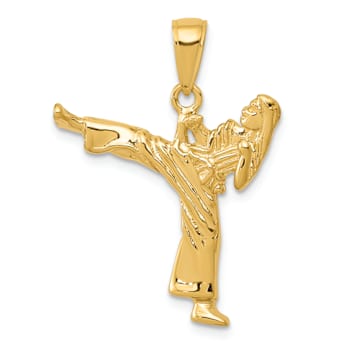 10K Yellow Gold Textured Girl Karate Charm