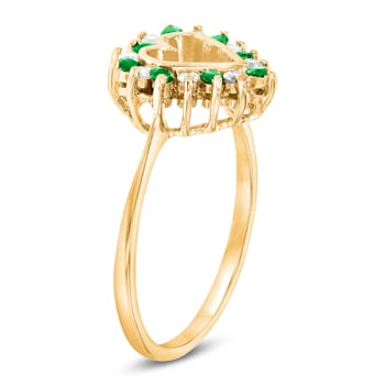 0.27ctw Emerald and Diamond Heart Shaped Ring in 14k Yellow Gold