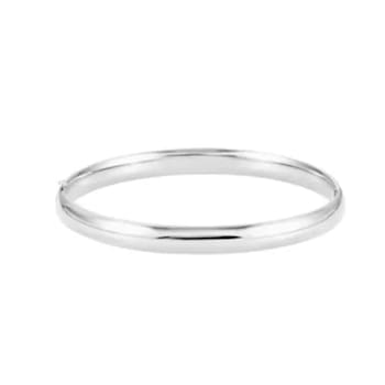 14K White Gold 6.5mm Hinged Bangle Bracelet