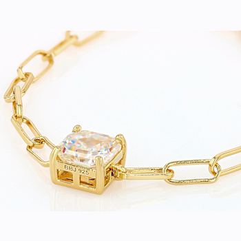 Diamond Simulant Asscher Bracelet In 18K Gold Over Sterling Silver