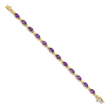 14K Two-tone Gold 7x5mm Oval Amethyst Bracelet