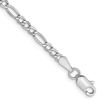 Rhodium Over 14k White Gold 2.5mm Figaro Link 20 Inch Chain