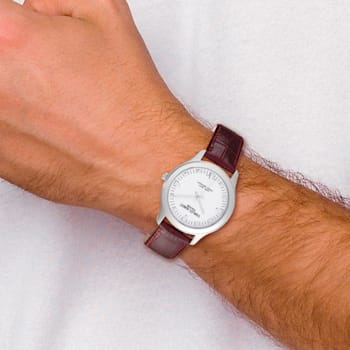 Mens Charles Hubert Leather Band White Dial Watch
