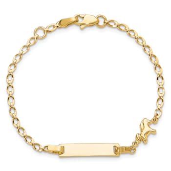 14k Yellow Gold Polished Horse and Pony Children's ID Bracelet
