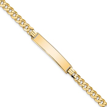 10k Yellow Gold Flat Curb Link ID Bracelet