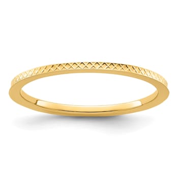 14K Yellow Gold 1.2mm Criss-Cross Pattern Stackable Expressions Band