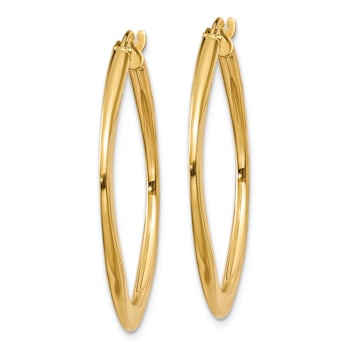 14k Yellow Gold 1 3/16" Tapered Square Hoop Earrings