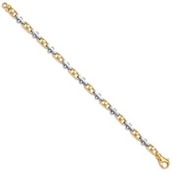 14k Yellow Gold and 14k White Gold 5.8mm Hand-polished Fancy Link Bracelet