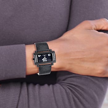 Ladies Charles Hubert Stainless Black Leather 40x23mm Watch