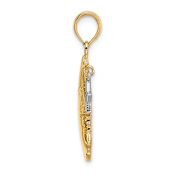 14K Two-tone Gold  Half Moon with Star Moveable Charm