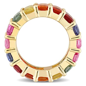 Multi Color Sapphire 14K Yellow Gold Ring 10.50ctw