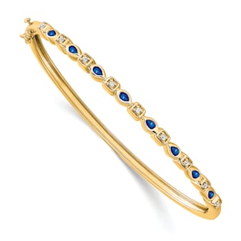 14k Yellow Gold Sapphire and Diamond Bangle