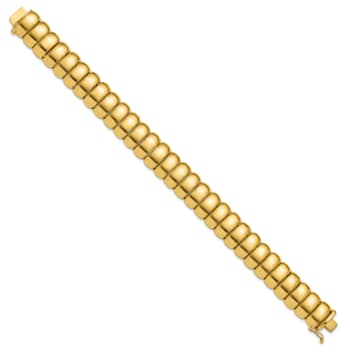 14K Yellow Gold 13.5mm Band Link 7.5 Inch Bracelet