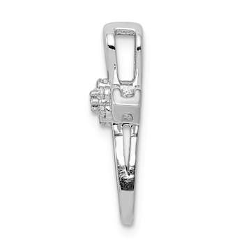 Rhodium Over 14k White Gold Diamond Cross Pendant