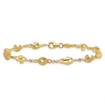 10k Yellow Gold Polished and Laser Design Spiral Link Bracelet