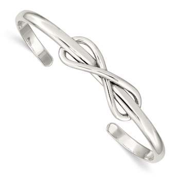 Sterling Silver Polished Infinity Cuff Bracelet