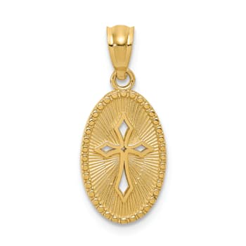 14K Yellow Gold Polished Small Cross Medal Pendant