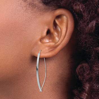 Rhodium Over 14k White Gold Square Tube Wire Dangle Earrings