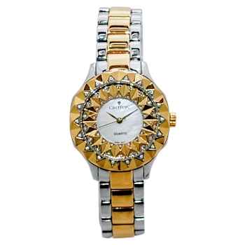 Croton Quartz Crystal Accents Two-tone Beveled Bracelet Watch