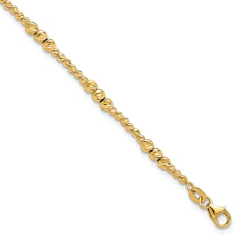14K Yellow Gold Diamond-cut Beaded 7.5-inch Bracelet