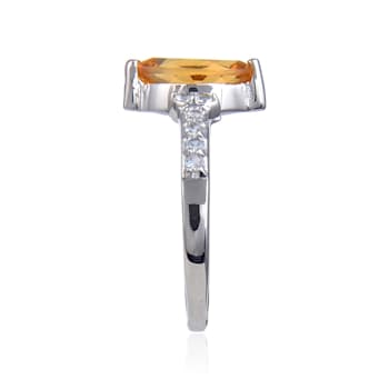 Marquise Citrine with White Topaz Accents Sterling Silver Ring, 1.24ctw