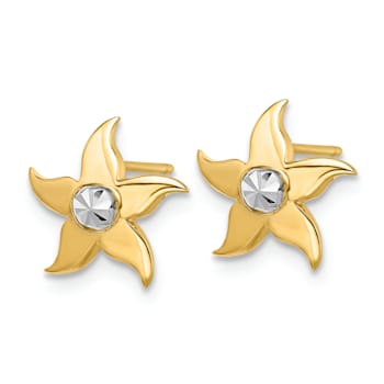 14K Yellow Gold and Rhodium Over 14K Yellow Gold Diamond-Cut Starfish
Stud Earrings