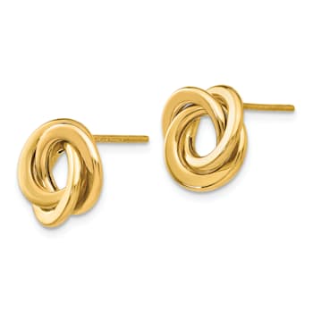 14k Yellow Gold 11mm Polished Intertwined Circles Stud Earrings
