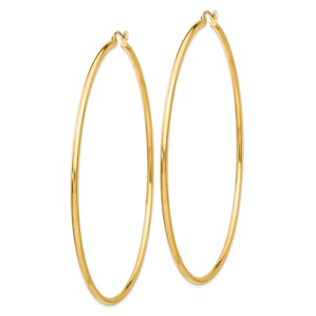 14k Yellow Gold 2 15/16" Polished Tube Hoop Earrings