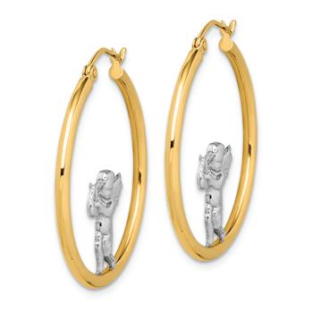 14K Yellow Gold and Rhodium Over 14K Yellow Gold Textured 1 3/16"
Angel Hoop Earrings