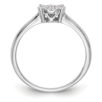 Rhodium Over 14K White Gold Lab Grown Diamond Cluster Engagement Ring 0.33ctw