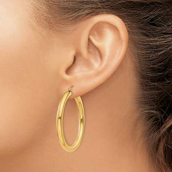 14k Yellow Gold 1 3/4" Polished Tube Hoop Earrings