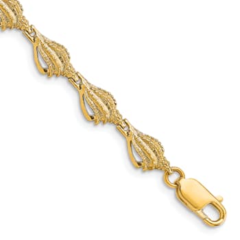14k Yellow Gold Textured Conch Shell Bracelet