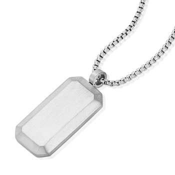 Invicta Men's Antiqued Dog Tag Pendant With Chain In Stainless Steel