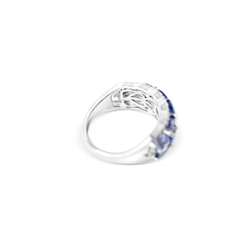 Rhodium Over Sterling Silver Oval Tanzanite and White Zircon Ring 3.11ctw