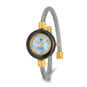 Charles Hubert Gold-finish 7 Color Bezels Stainless Steel Bangle Watch