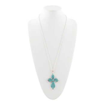 Barse Jewelry Blue Composite Turquoise Sterling Silver Cross Pendant
With Chain