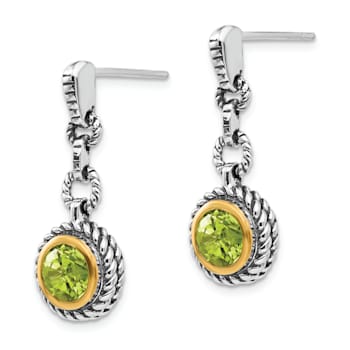 Sterling Silver with 14K Gold Flash Plated Peridot Earrings