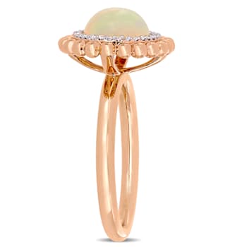 Ethiopian Opal Blue and Diamond 14K Rose Gold Ring 2.09ctw