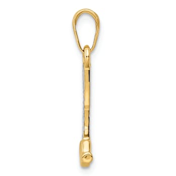14K Two-tone Gold Diamond-Cut 3D Hammer Pendant