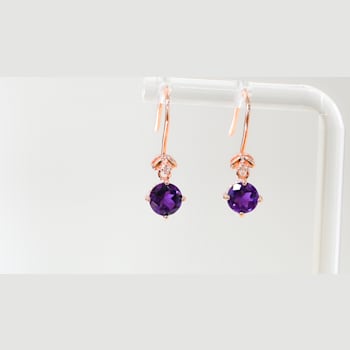 Amethyst and CZ 1.59 Ctw Round 18K Rose Gold Over Sterling Silver Drop
Earrings Jewelry.