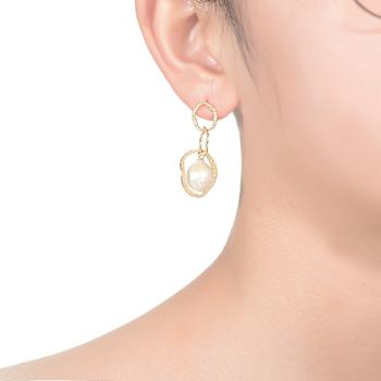 Pear Shape Pearl Drop Earrings In 14K Gold Over Sterling Silver
