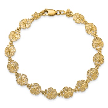 14k Yellow Gold Textured Sand Dollar Bracelet