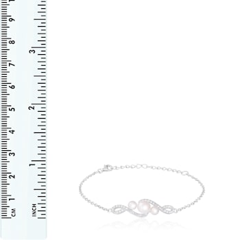 4-5mm and 6-6.5mm White Cultured Freshwater Pearl Silver  Bracelet