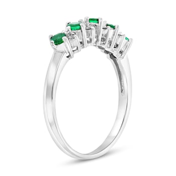 0.40ctw Emerald and Diamond Band Ring in 14k White Gold