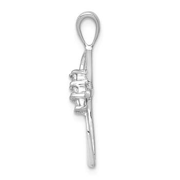 Rhodium Over 14k White Gold Diamond Cross Pendant