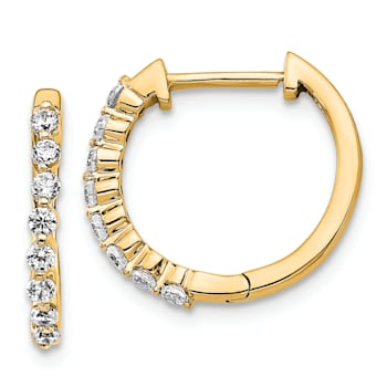 14K Yellow Gold Lab Grown Diamond SI1/SI2, G H I, Hinged Hoop Earrings