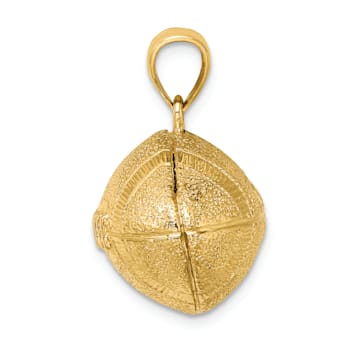 14k Yellow Gold 3D Textured and Brushed Football Horizontal Pendant